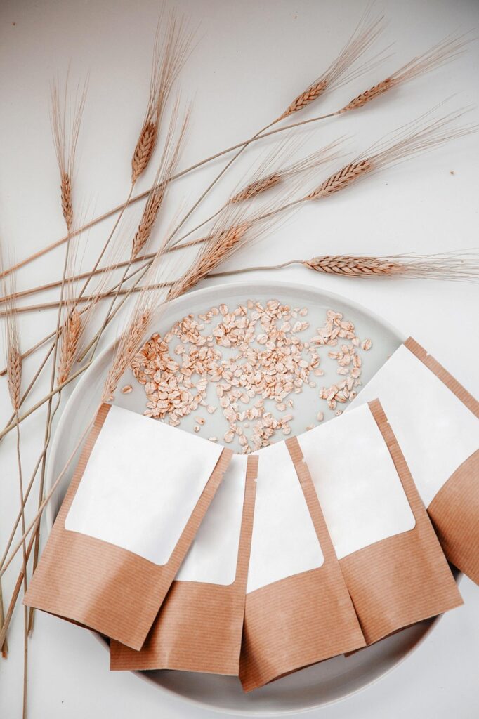 pack, kraft, packaging, product, facial, cosmetics, oats, antioxidants, kraft, kraft, oats, oats, oats, oats, oats